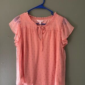 Loft Pink Ruffle Sleeve Women's Top